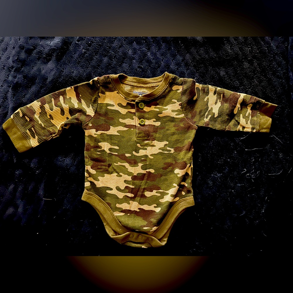 3-6 Month Garanimals Camo Long-Sleeve Waffle Onesie